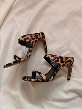Vince Camuto Leopard-Print Open Toe Heels - Black and Brown